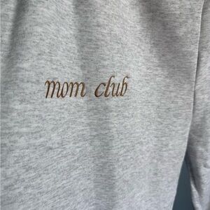 NWOT Slyfox Thread Mom Club Embroidered Sweatpants Light Gray with Brown Script